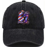 Patriotic Six Seven Washed Cotton Baseball Cap Red White And Blue Fireworks Graphic