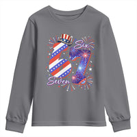 Patriotic Six Seven Youth Sweatshirt Red White And Blue Fireworks Graphic