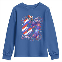 Patriotic Six Seven Youth Sweatshirt Red White And Blue Fireworks Graphic