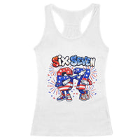Funny Six Seven Dabbing Racerback Tank Top Patriotic American Pride Gift