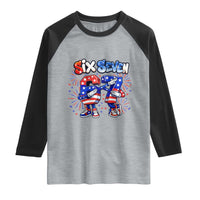 Funny Six Seven Dabbing Raglan Shirt Patriotic American Pride Gift