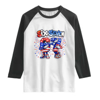Funny Six Seven Dabbing Raglan Shirt Patriotic American Pride Gift