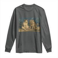 Funny Smoking Cat Long Sleeve Shirt Meme Cool Kitten With Cigarette