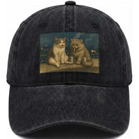 Funny Smoking Cat Washed Cotton Baseball Cap Meme Cool Kitten With Cigarette