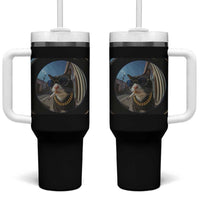 Smoking Cat Tumbler With Handle Meme Funny Cool Kitten