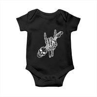 Rock N Roll Baby Onesie Skeleton Hand Playing Guitar Heavy Metal Music - Wonder Print Shop