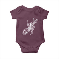 Rock N Roll Baby Onesie Skeleton Hand Playing Guitar Heavy Metal Music - Wonder Print Shop