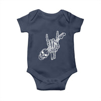 Rock N Roll Baby Onesie Skeleton Hand Playing Guitar Heavy Metal Music - Wonder Print Shop