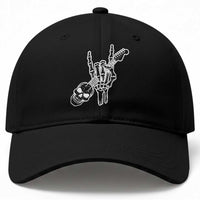 Rock N Roll Baseball Cap Skeleton Hand Playing Guitar Heavy Metal Music