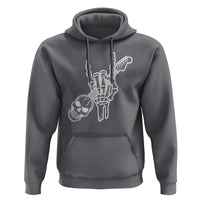 Rock N Roll Hoodie Skeleton Hand Playing Guitar Heavy Metal Music - Wonder Print Shop