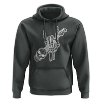 Rock N Roll Hoodie Skeleton Hand Playing Guitar Heavy Metal Music - Wonder Print Shop