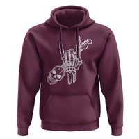 Rock N Roll Hoodie Skeleton Hand Playing Guitar Heavy Metal Music - Wonder Print Shop