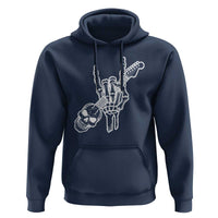 Rock N Roll Hoodie Skeleton Hand Playing Guitar Heavy Metal Music - Wonder Print Shop