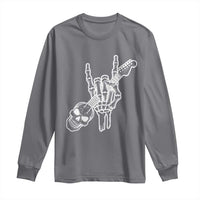 Rock N Roll Long Sleeve Shirt Skeleton Hand Playing Guitar Heavy Metal Music - Wonder Print Shop