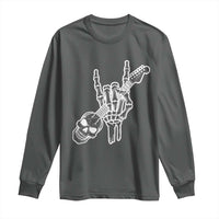 Rock N Roll Long Sleeve Shirt Skeleton Hand Playing Guitar Heavy Metal Music - Wonder Print Shop