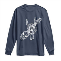 Rock N Roll Long Sleeve Shirt Skeleton Hand Playing Guitar Heavy Metal Music - Wonder Print Shop