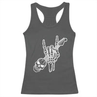 Rock N Roll Racerback Tank Top Skeleton Hand Playing Guitar Heavy Metal Music - Wonder Print Shop