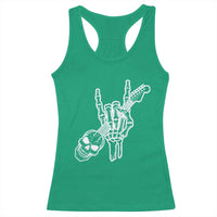 Rock N Roll Racerback Tank Top Skeleton Hand Playing Guitar Heavy Metal Music - Wonder Print Shop