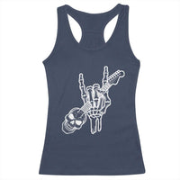 Rock N Roll Racerback Tank Top Skeleton Hand Playing Guitar Heavy Metal Music - Wonder Print Shop