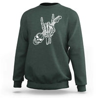 Rock N Roll Sweatshirt Skeleton Hand Playing Guitar Heavy Metal Music - Wonder Print Shop