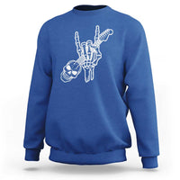 Rock N Roll Sweatshirt Skeleton Hand Playing Guitar Heavy Metal Music - Wonder Print Shop