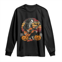 Halloween Rock Long Sleeve Shirt Skeleton Playing Guitar Rock And Roll - Wonder Print Shop