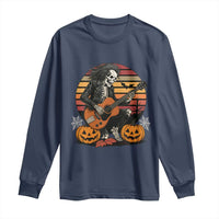 Halloween Rock Long Sleeve Shirt Skeleton Playing Guitar Rock And Roll - Wonder Print Shop