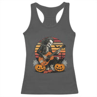 Halloween Rock Racerback Tank Top Skeleton Playing Guitar Rock And Roll - Wonder Print Shop