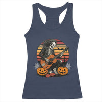 Halloween Rock Racerback Tank Top Skeleton Playing Guitar Rock And Roll - Wonder Print Shop