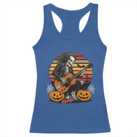 Halloween Rock Racerback Tank Top Skeleton Playing Guitar Rock And Roll - Wonder Print Shop