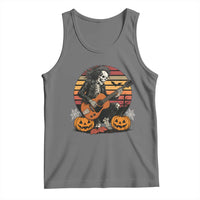 Halloween Rock Tank Top Skeleton Playing Guitar Rock And Roll - Wonder Print Shop