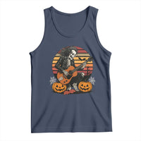 Halloween Rock Tank Top Skeleton Playing Guitar Rock And Roll - Wonder Print Shop