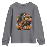 Halloween Rock Youth Sweatshirt Skeleton Playing Guitar Rock And Roll - Wonder Print Shop