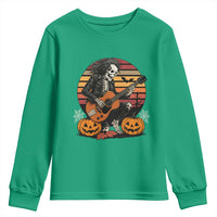 Halloween Rock Youth Sweatshirt Skeleton Playing Guitar Rock And Roll - Wonder Print Shop