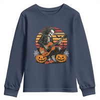 Halloween Rock Youth Sweatshirt Skeleton Playing Guitar Rock And Roll - Wonder Print Shop