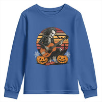 Halloween Rock Youth Sweatshirt Skeleton Playing Guitar Rock And Roll - Wonder Print Shop