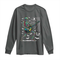 Halloween Rock And Roll Long Sleeve Shirt Skeleton Playing Guitar - Wonder Print Shop