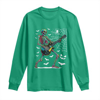 Halloween Rock And Roll Long Sleeve Shirt Skeleton Playing Guitar - Wonder Print Shop