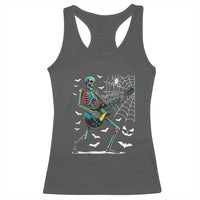 Halloween Rock And Roll Racerback Tank Top Skeleton Playing Guitar - Wonder Print Shop