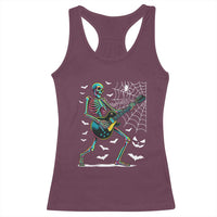 Halloween Rock And Roll Racerback Tank Top Skeleton Playing Guitar - Wonder Print Shop