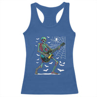Halloween Rock And Roll Racerback Tank Top Skeleton Playing Guitar - Wonder Print Shop