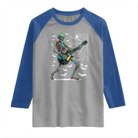 Halloween Rock And Roll Raglan Shirt Skeleton Playing Guitar - Wonder Print Shop