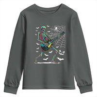 Halloween Rock And Roll Youth Sweatshirt Skeleton Playing Guitar - Wonder Print Shop
