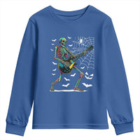 Halloween Rock And Roll Youth Sweatshirt Skeleton Playing Guitar - Wonder Print Shop