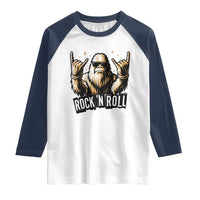 Funny Bigfoot Rock N Roll Raglan Shirt Music Lover Sasquatch - Wonder Print Shop