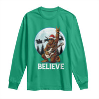 Christmas Bigfoot Long Sleeve Shirt Believe Funny Santa Rock N Roll - Wonder Print Shop