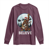 Christmas Bigfoot Long Sleeve Shirt Believe Funny Santa Rock N Roll - Wonder Print Shop
