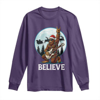 Christmas Bigfoot Long Sleeve Shirt Believe Funny Santa Rock N Roll - Wonder Print Shop