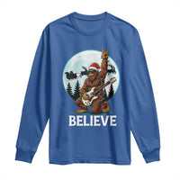 Christmas Bigfoot Long Sleeve Shirt Believe Funny Santa Rock N Roll - Wonder Print Shop