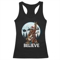 Christmas Bigfoot Racerback Tank Top Believe Funny Santa Rock N Roll - Wonder Print Shop